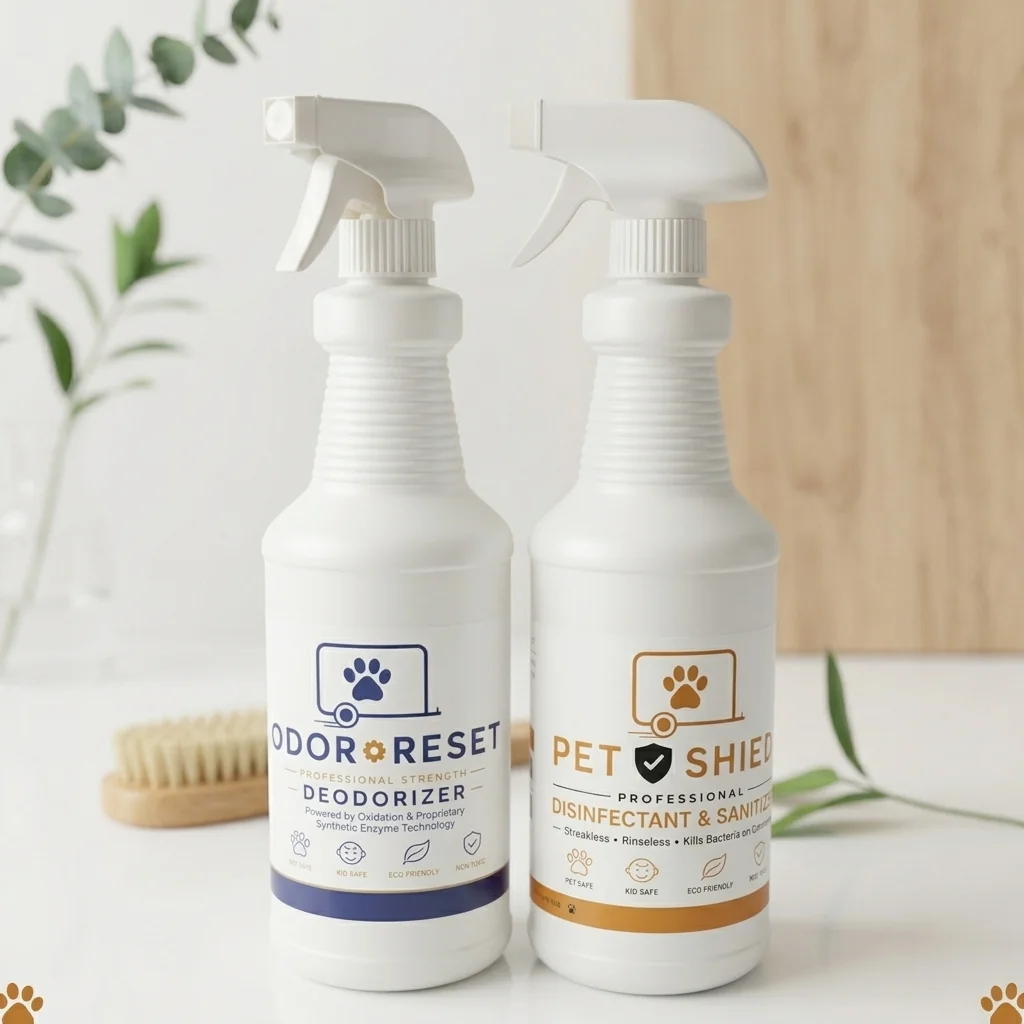 Pet Shield and Odor Reset cleaning products